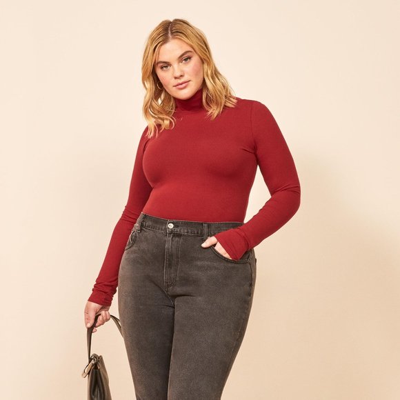 Reformation Tops - Reformation Navia Red Long Sleeve Bodysuit